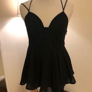 Black Peplum Spaghetti-strap tank
